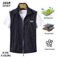 JEEP SPIRIT เสื้อกั๊กผู้ชายเสื้อโค้ทเสื้อแจ็คเก็ตโค้ทลำลอง,เสื้อคลุมมีหลายกระเป๋าสไตล์ลำลองบางยุทธวิธีสำหรับใส่ฤดูร้อนปี M-6XL