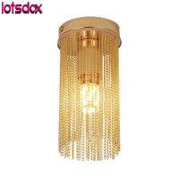 ZZOOI Included 12w LED Bulb Modern Golden/Chrome Aisle Ceiling Lamp Simple Style Hand Made Aluminum Tassle Ceiling Light For Bedside