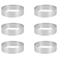 10 Pack Stainless Steel Tart Ring, Heat-Resistant Perforated Cake Mousse Ring, Round Ring Baking Doughnut Tools