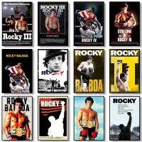 การเพาะกายโปสเตอร์ผ้าใบการวาดภาพศิลปะสติ๊กเกอร์แปะผนัง Rocky Balboa มวยภาพยนตร์คลาสสิกสำหรับห้องนั่งเล่นการตกแต่งบ้าน Cuadros