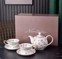 Noritake PRIMROSE หรูหรากระดูกจีนแก้วกาแฟที่สง่างามชนบทชุดของขวัญน้ำชายามบ่าย