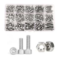 420/210/180/110/75 PCS 304 Stainless Steel Hexagon Hex Socket Cap Head Screw Bolt Nut Set Assortment Kit M2 M2.5 M3 M4 M5 M6 M8