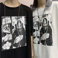 การ์ตูนญี่ปุ่นอะนิเมะนารูโตะเสื้อยืดอุจิวะอิทาจิพิมพ์ห้าจุดแขนเสื้อยืดฤดูร้อนขนาดบวกแขนสั้นผู้ชาย