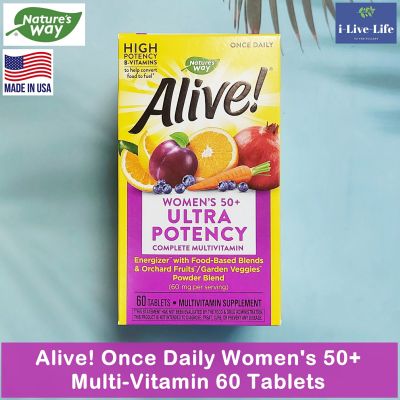 วิตามินรวม สำหรับผู้หญิงวัย 50+ Alive Once Daily Womens 50+ Multi-Vitamin 60 Tablets - Natures Way