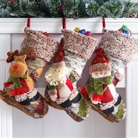 Christmas Stocking Gift Cute All-match Christmas Socks Decorations For Home Candy Bag Hanging Xmas Tree Ornament New Year 2023 Socks Tights