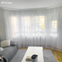 White Tulle Curtains For Living Room Window Screening Solid Sheer Voile Kitchen Curtain Drape Panel Decoration Modern