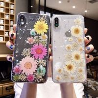 (Phone case)ดอกไม้แห้งกดจริงสำหรับ IPhone11 XSXR 6 S 7 8 Plus X 11เงินสเตอร์ลิง Caseเคสและซองมือถือ