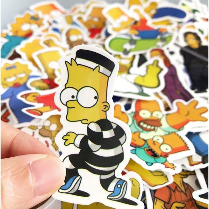 Sticker Hoạt Hình The Simpson Nhựa Pvc Không Thấm Nước, Dán Nón Bảo Hiểm,  Laptop, Điện Thoại, Vali, Xe, Cực Cool#21 | Lazada.Vn