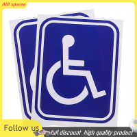 ? AM 2pcs Disabled Sign ความพิการความคล่องตัวที่จอดรถสติกเกอร์พีวีซีสำหรับ AUTO