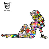 EARLFAMILY R เซ็กซี่ Pin UP Pinup Girl หลายสี JDM Drift สไตล์สติกเกอร์ระเบิด Motif ไวนิลรถจักรยานสติกเกอร์ Decal