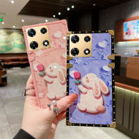 เคสตรงลายกระต่ายดอกกุหลาบ NOTE 30 Pro/ NOTE 30 4G 5G แข็งเคสโทรศัพท์ Infinix NOTE กันกระแทก30ด้านสี่เหลี่ยมเคสแบบแฟชั่นสำหรับ NOTE30 5G