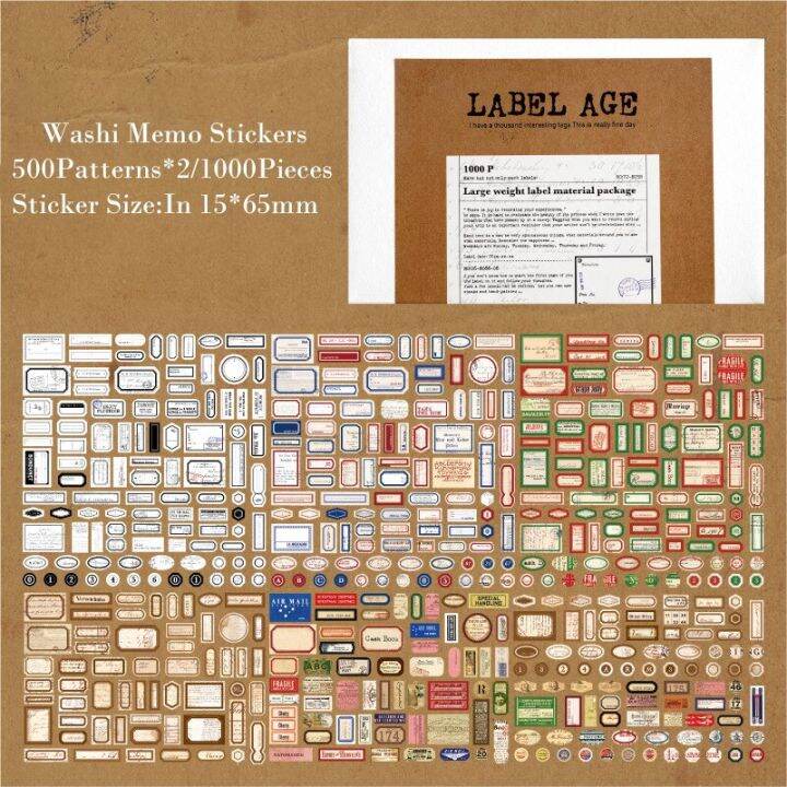 journamm-1000pcs-pack-vintage-label-stickers-set-diy-scrapbooking-collage-junk-journal-school-supplies-creative-notes-sticker-stickers-labels