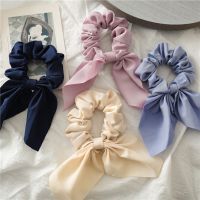 ┋ Red Blue Black Hair Ribbons Silk Hair Rope Women Fashion Scrunchies Rabbit Ears Knotted Hair Rope Bow Ponytail Holder Hair Ring