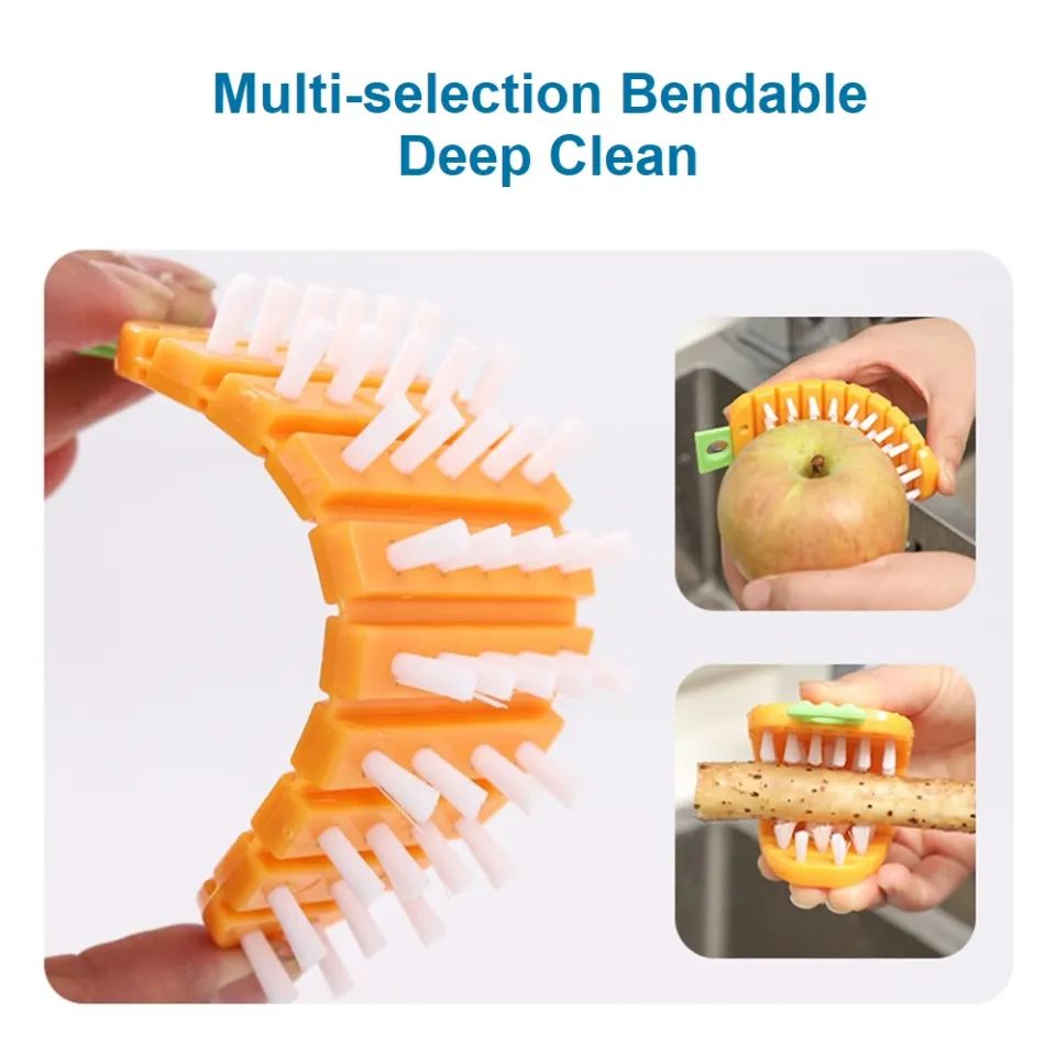 1pc Vegetable And Fruit Cleaning Brush, Potato And Carrots Scrubber,  Flexible Countertop Scrubbing Tool For Kitchen, Multi-functional