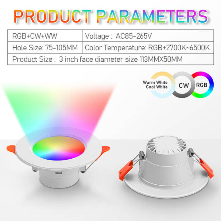 ลดราคา-led-downlight-โคมไฟเพดานหรี่แสงได้-wifi-โทรศัพท์มือถือควบคุม-rgb-led-โคมไฟเพดาน-spot-light-สำหรับห้องนอนห้องครัวบ้าน-yococo