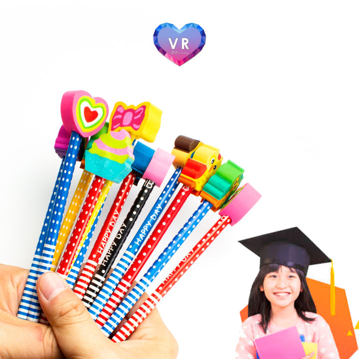ดินสอแจกเด็กๆ-ดินสอพร้อมยางลบ-ดินสอhb-ดินสอลายน่ารักๆค่ะ-ดินสอหัวยางลบ-ดินสอแฟนซี-คละลาย-พร้อมส่งจาก-กทม-โดย-vr-stationary