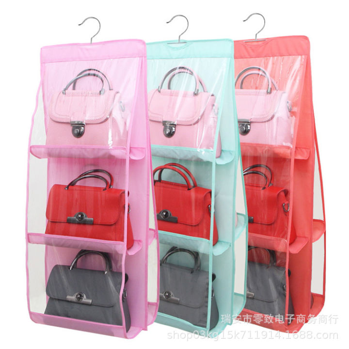 Handbag Bag Storage Holder 6 Pockets Hanging Shelf Hanger Purse Rack ...