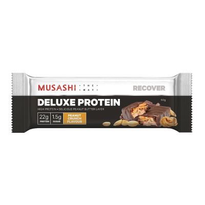 MUSASHI Deluxe Bar Peanut Crunch 60g 1 ชิ้น - มูซาชิ ดีลัก บาร์ อาหารเสริม โปรตีน ชนิดแท่ง