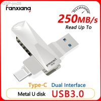 USB ความเร็วสูงแฟลชไดรฟ์ Jm28 Felxiang USB3.0 Tipo-C 32GB 64GB 128GB อินเตอร์เฟซ256GB Alta Velocidade U Disco Prata F379