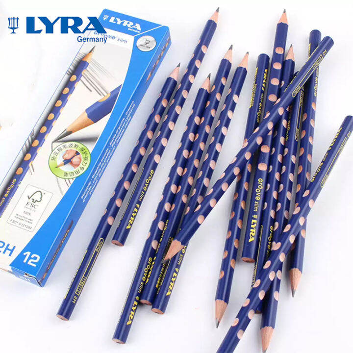 lyra-groove-slim-graphite-triangle-posture-correction-pencils-12pcs-kids-holding-pen-gesture-learning-writing-pencils-stationery