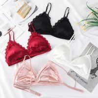 Lace French Triangle Cup Bra For Womens Breast Thin Adjustable Shoulder Straps Beauty Back Tube Top Chest Female Underwear