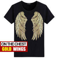 New Fashion Sequin Women Splice T Shirts Casual Angel Wings Mans Summer Tops Unisex Embroidery Short Sleeve Sequins T-shirts