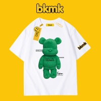 BKMK เสื้อยืดแขนสั้นลายหมีรุนแรงดีไซน์เฉพาะกลุ่มแบรนด์แฟชั่นบริสุทธิ์ผ้าฝ้ายหลวมไฮสตรีทขนาดใหญ่