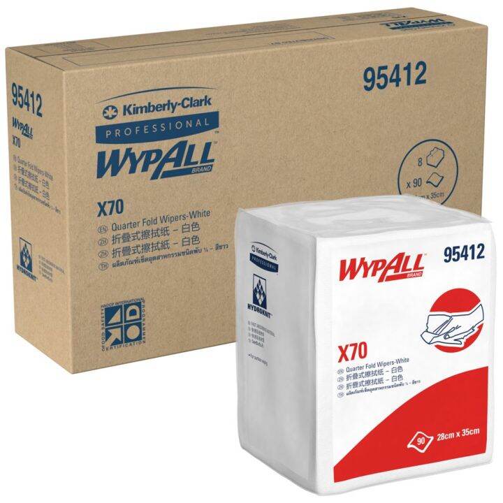 95412 WYPALL® X70 Quarter Fold Wipers ( 1 carton x 8 bands x 90 sheets
