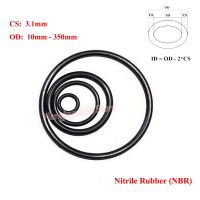 10Pcs Black NBR O Ring Gasket CS 3.1mm OD 10mm-350mm NBR Automobile Nitrile Rubber O-Rings Spacer Oil Resistance Sealing Washer Bearings Seals