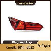 สัญญาณดีอาร์แอลรถยนต์สำหรับ Toyota Corolla 2014 -2022หลอดไฟท้ายไฟท้าย LED ภาพเคลื่อนไหวอุปกรณ์เสริมรถยนต์ปลั๊กแอนด์เพลย์ด้านหลัง