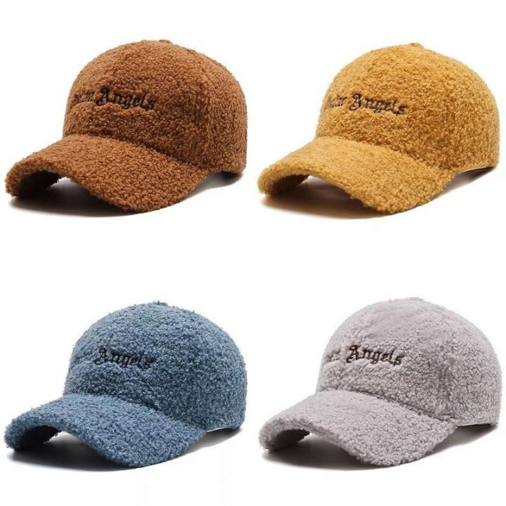 2023-หมวกเบสบอลผ้าขนแกะเทียมสำหรับสตรี-หมวกเบสบอลหมวกให้ความอุ่นฤดูใบไม้ผลิหมวกเบสบอลฤดูหนาวฤดูใบไม้ร่วง