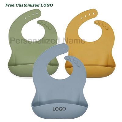 【CC】 Silicone Baby Bib for Babies   Toddlers Bibs Soft With Food Catcher Boys Custom Logo