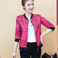 Korean Fashion Summer Printed Bomber Women Jacket Long Sleeve Short Baseball Coats Women Casual Ladies Red Jackets Clothes