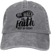 Best Selling Summer We Walk by Faith Not by Sight Unisex Relaxed Adjustable Baseball Cap Washed Denim Dad Hat for Men Women