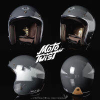 MOTOTWIST หมวกกันน็อคแบรนด์ไทยงานคุณภาพ รุ่น ODYSSEY THUNDER เทาทหาร สายฟ้า โครเมียม ไซส์ S-XXL