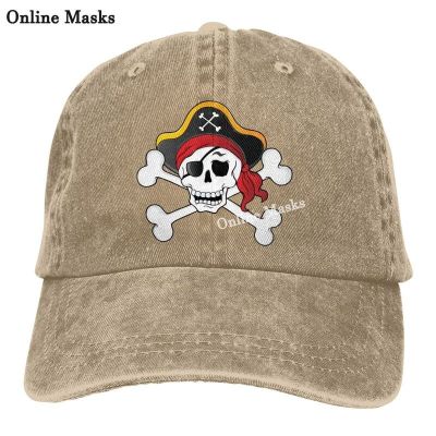 2023 New Fashion  Skull Crossbones Cruise Baseball Boat Cap Vintage Washed Baseball Cap Adjustable Denim Dad Hat For Men，Contact the seller for personalized customization of the logo