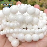 6/8/10/12mm Natural Stone White ​Angelite Jades Round Spacer Loose Beads For Jewelry Making DIY Bracelets Accessories 15 Cables