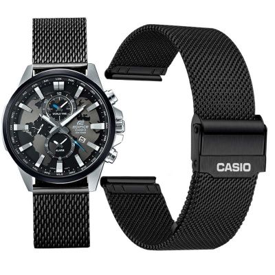 นาฬิกา Casio พร้อมเข็มขัดเหล็กดั้งเดิมสำหรับผู้ชายและผู้หญิง EFR-303L EQB-501 506 สร้อยข้อมือเหล็กโลหะนาก