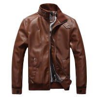 New Fashion Motorcycle Leather Jackets Men Leather Coat Casual Slim Coats With Zipper Man Outerwear Stand Collar Jackets Jaqueta