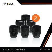 JJGLASS - (AMORN) KN 054/10 DMS Black (1x6) - แก้วน้ำดื่ม แก้วน้ำผลไม้ แก้วลายหนามขนุน แก้วมีลวดลาย ความสูง 10 ซม. แพ็ค 6 ใบ