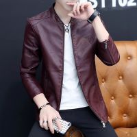 Mens Biker Leather Jacket 2023 Autumn New Mens Fashion Trend Decorative Motorcycle Leather Coat