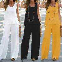 【DT】hot！ Piece Sets Cotton O-Neck And Straight Pants Outfits Female 2Pcs 2023 Streetwear