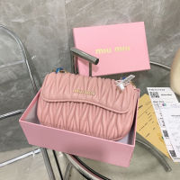 Spring 2023 MIUMIUˉnew womens bag chain microfiber material pleated single shoulder messenger bag Western-style classic versatile