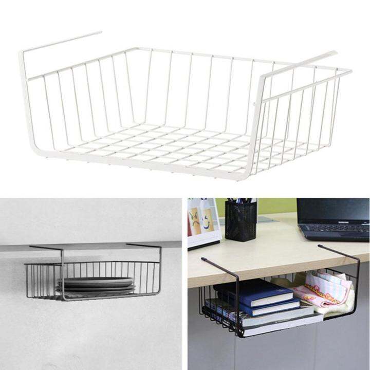 Amaziing A Metal Wire Under Shelf Hanging Storage Basket Space Saving