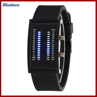 Bluelans®นาฬิกาข้อมือแฟชั่นทุกเพศ,หน้าปัดสี่เหลี่ยมแสดงเวลาโลกปฏิทินแสดงเดือนเรืองแสงได้ใส่ได้ทั้งผู้ชายและผู้หญิง