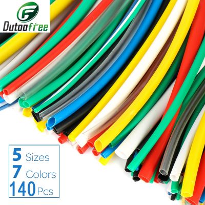 【YF】卍  140pcs Car Electrical Cable Tube kits Shrink Tubing Wrap Sleeve Assorted 7color Mixed Color Sleeving Wire