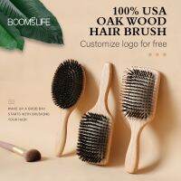 23 New Boar Bristle Hairbrush Wood Hair Brush Peine OAK Wood Combs For Women Barber Beauty Care Paddle Scalp Massage Brush