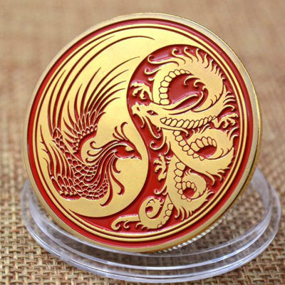 Chinese style dragon and phoenix Taiji coin three-dimensional commemorative coin