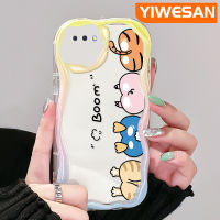 YIWESAN เคสสำหรับ OPPO A3s A5 A12E 2018 Realme C1เคสการ์ตูนปลอมน่ารักลายสัตว์เคสโทรศัพท์โปร่งใสซิลิโคนหนาขึ้นใหม่ป้องกันการตกขอบเนื้อครีมเคสนิ่ม