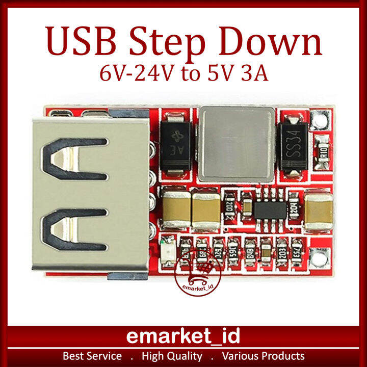 USB Step Down Converter DC-DC 6V-24V to 5V 3A / Output Buck Charger ...